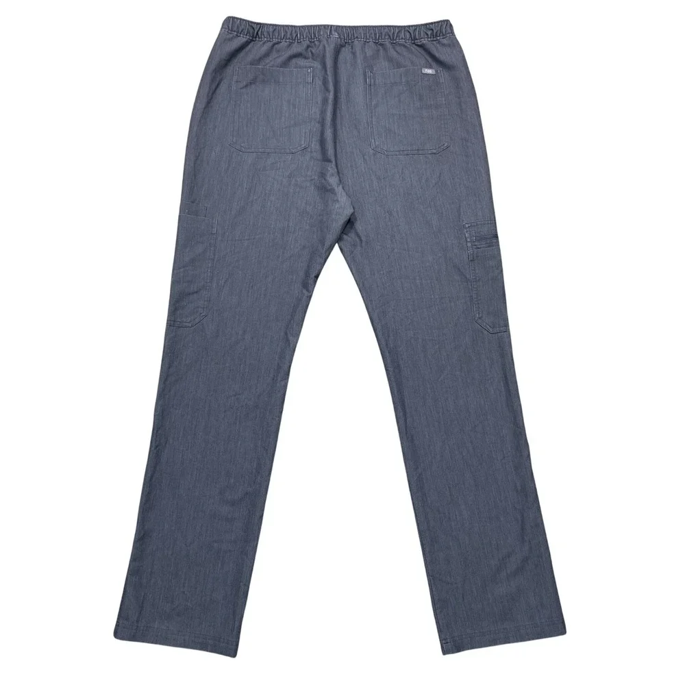 FIGS Mens Technical Collection Scrub Pants Gray Large Cargo TM3001 Drawstring